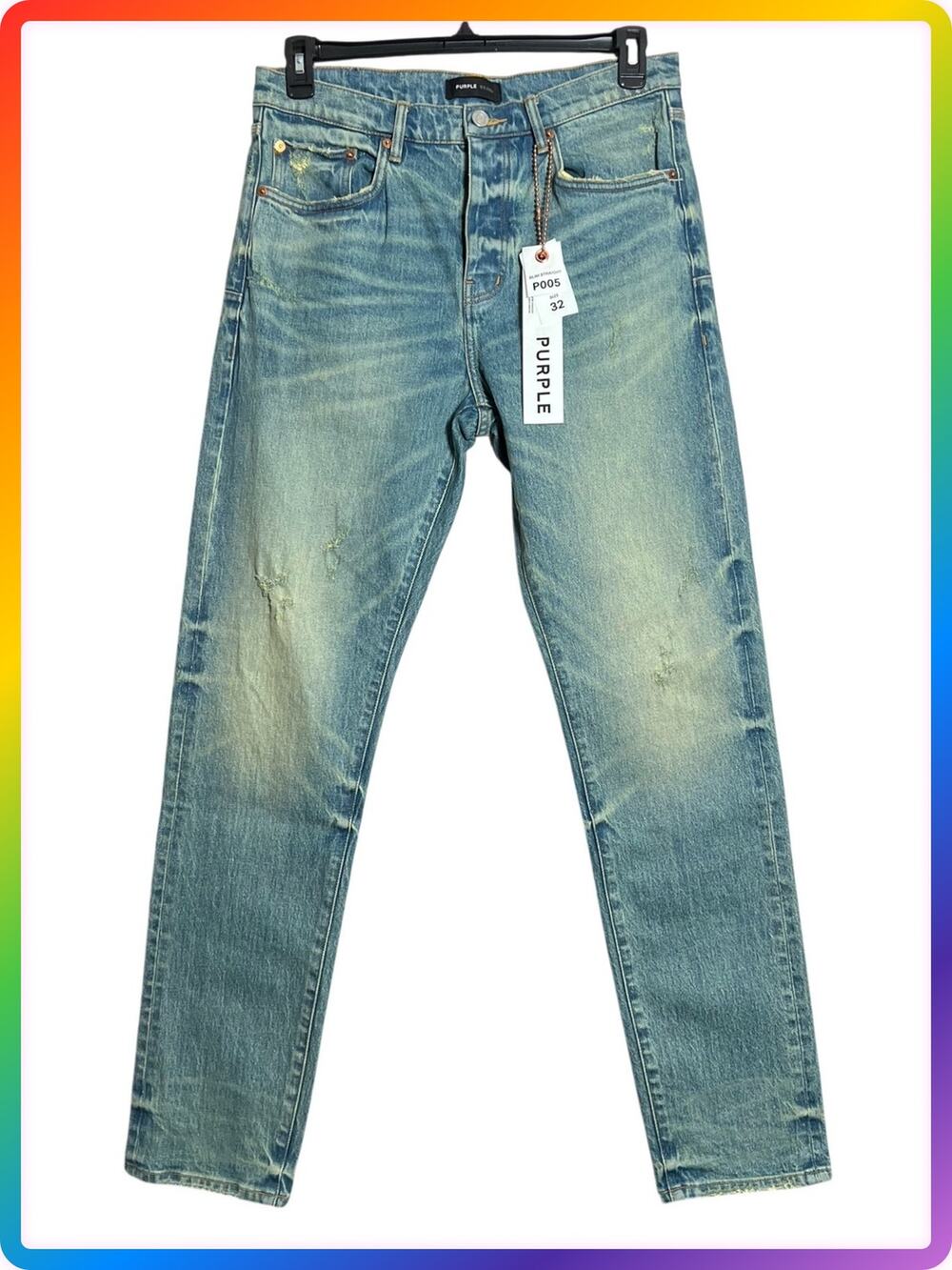 Purple Brand Slim Straight Jeans SIZE 32x33 Dirty Indigo Vintage Wash P005